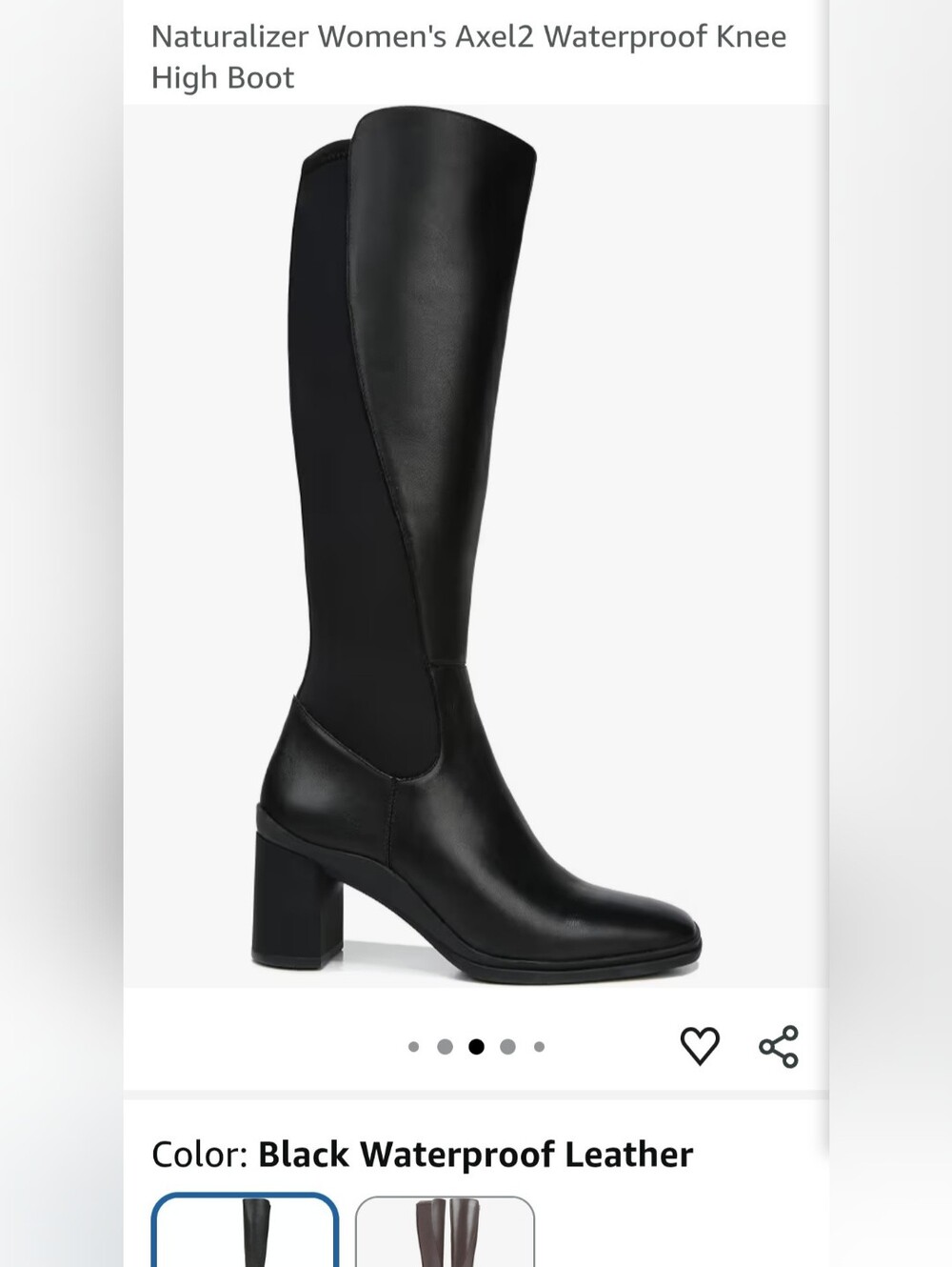 Women's Black Square Toe Mid-Calf Block Heel Boots with Side Zip